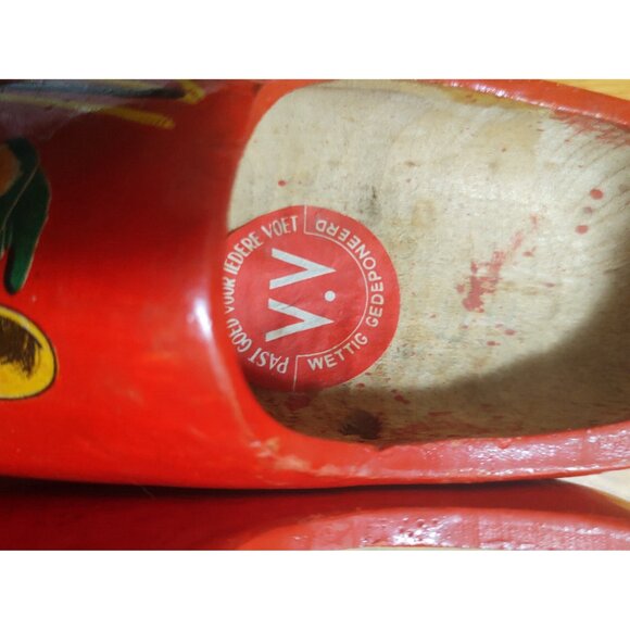 Vintage Wooden Shoe Clogs Hand Carved & Painted in Holland 7" x 3" - Picture 13 of 13